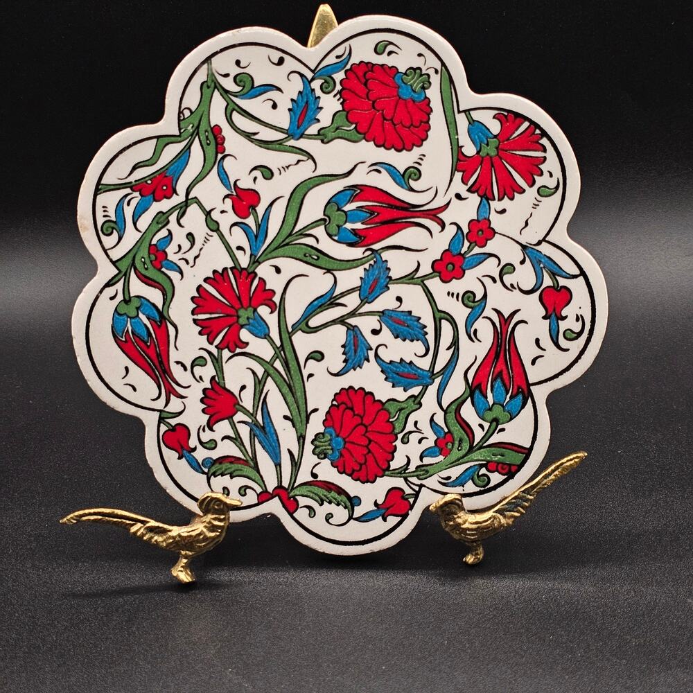 Iznik Style Ceramic Trivet Floral Scalloped